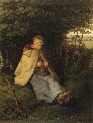 Jean Francois Millet Shepherdess or Woman Knitting oil painting reproduction